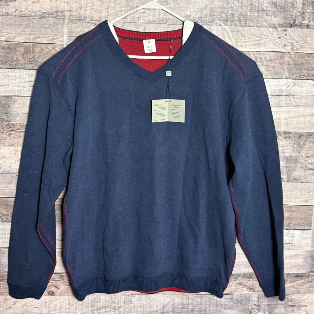 Horn Legend Mens Sweatshirt Large Tall Blue VNeck Outdoors Classic NEW